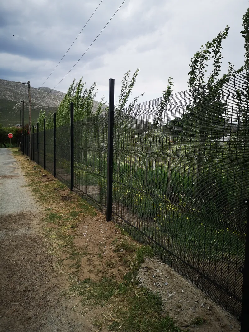 Black Clearview anti-climb mesh fence along rural property in Western Cape mountain area