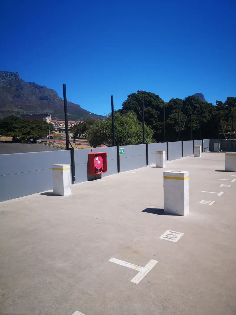 Clearview fence panels installed on rooftop parking deck wall in Cape Town Western Cape