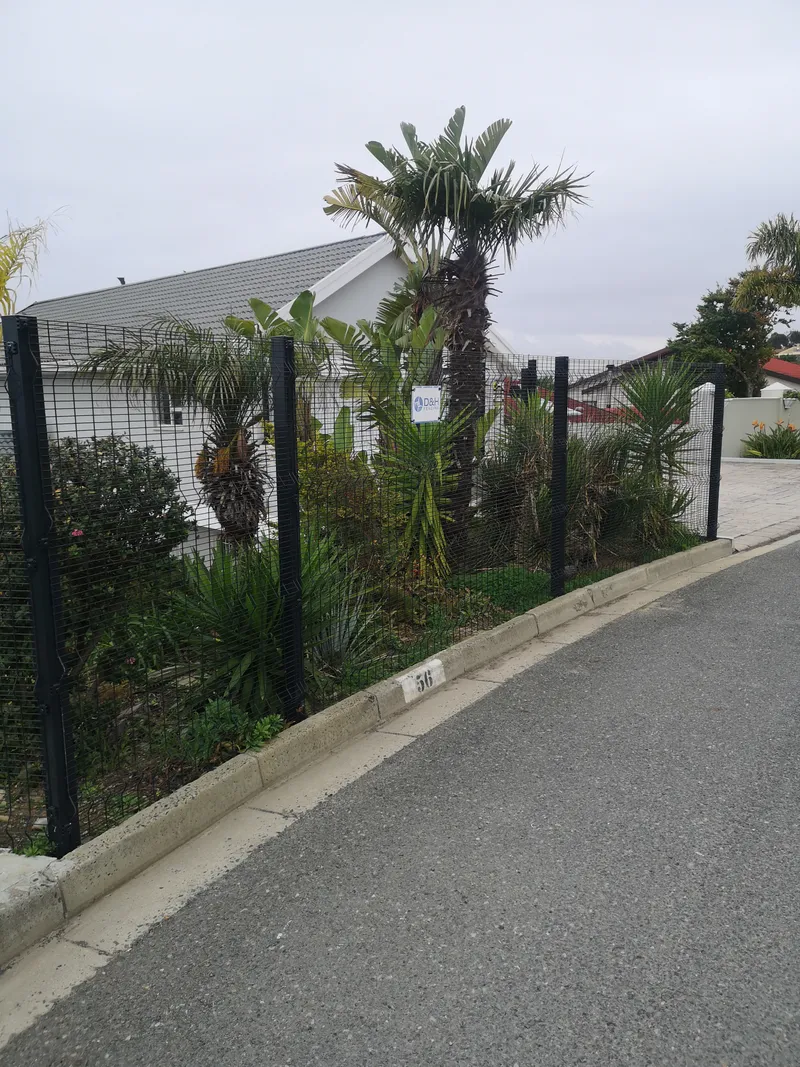 Clearview fence on plastered low wall with pedestrian gate at home in Cape Town