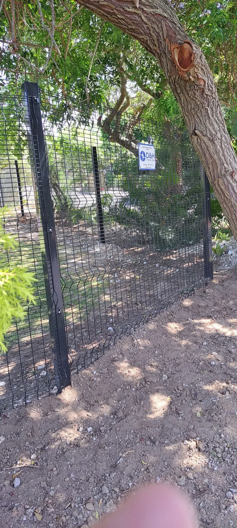 Black Clearview anti-climb mesh fence along garden boundary at residential home in Cape Town