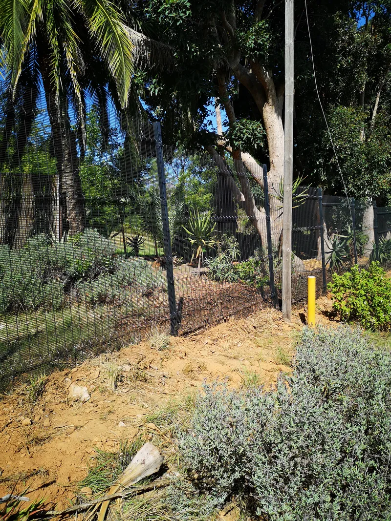 Clearview anti-climb fence bordering rural garden in Western Cape