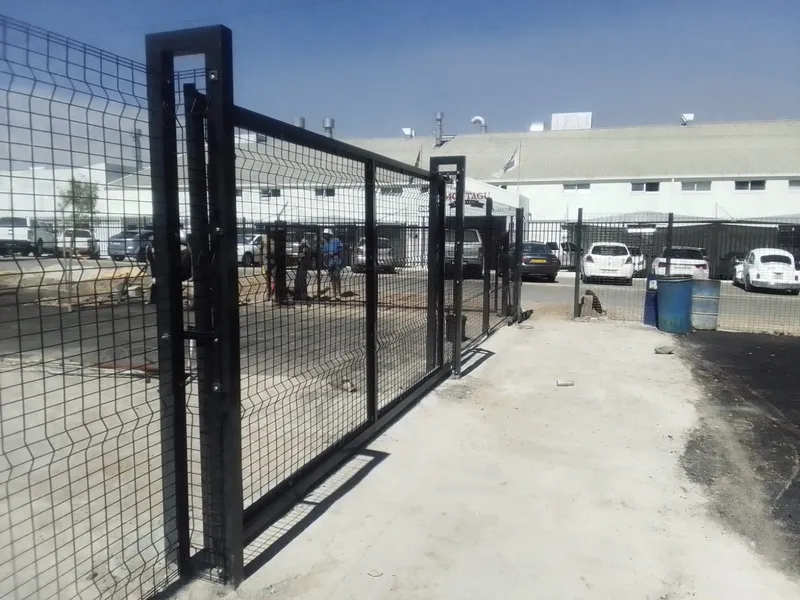 Black clearview mesh sliding gate at commercial industrial premises in Cape Town