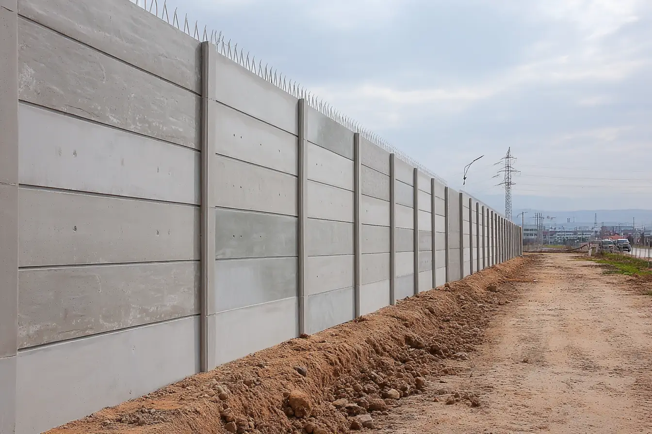 Modern vibracrete concrete wall installation showing privacy features